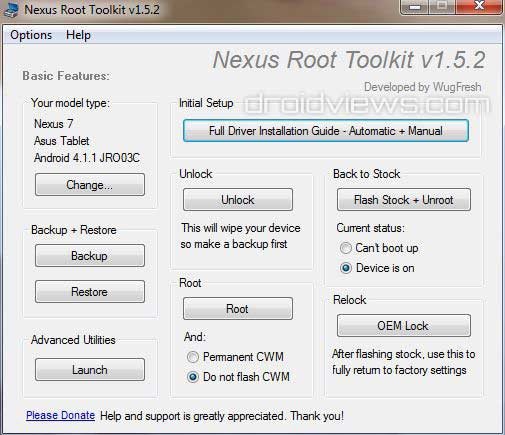 Root Google Nexus 7 toolkit
