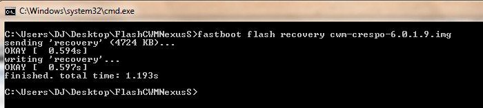 fastboot flash recovery in cmd