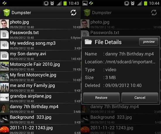 recover deleted files on android
