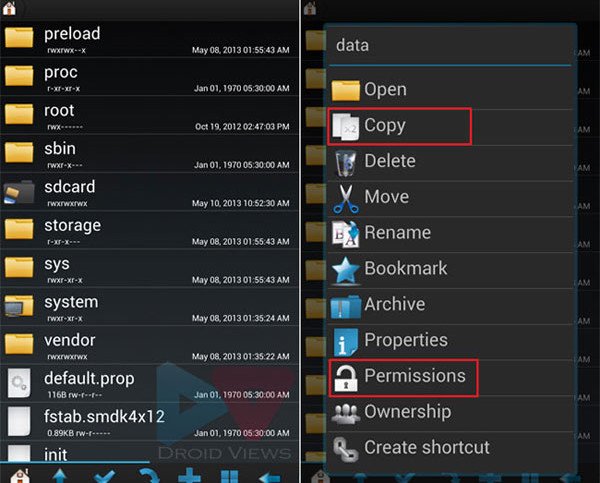 fix file permissions root browser