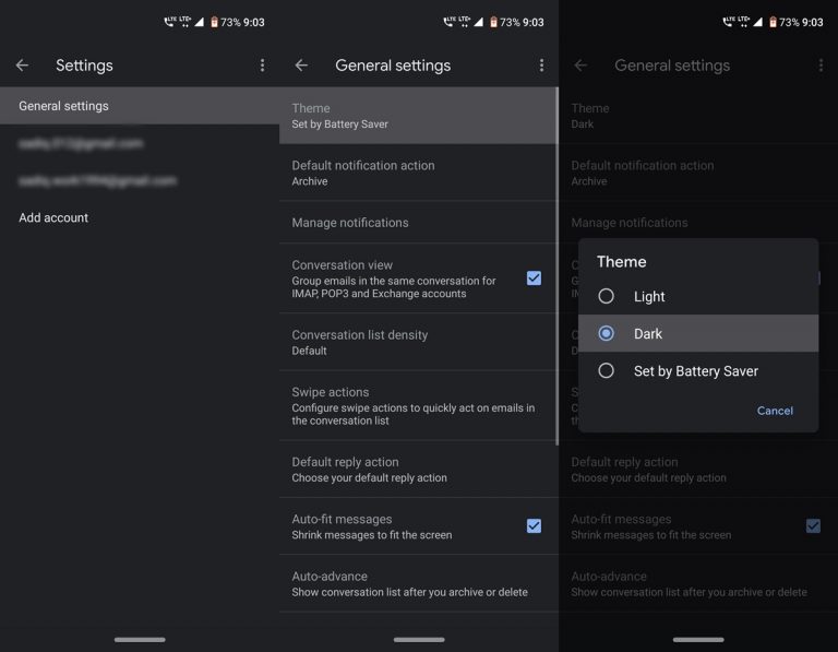 Enable Dark Mode in Gmail Using GM Dark Theme Enabler - DroidViews