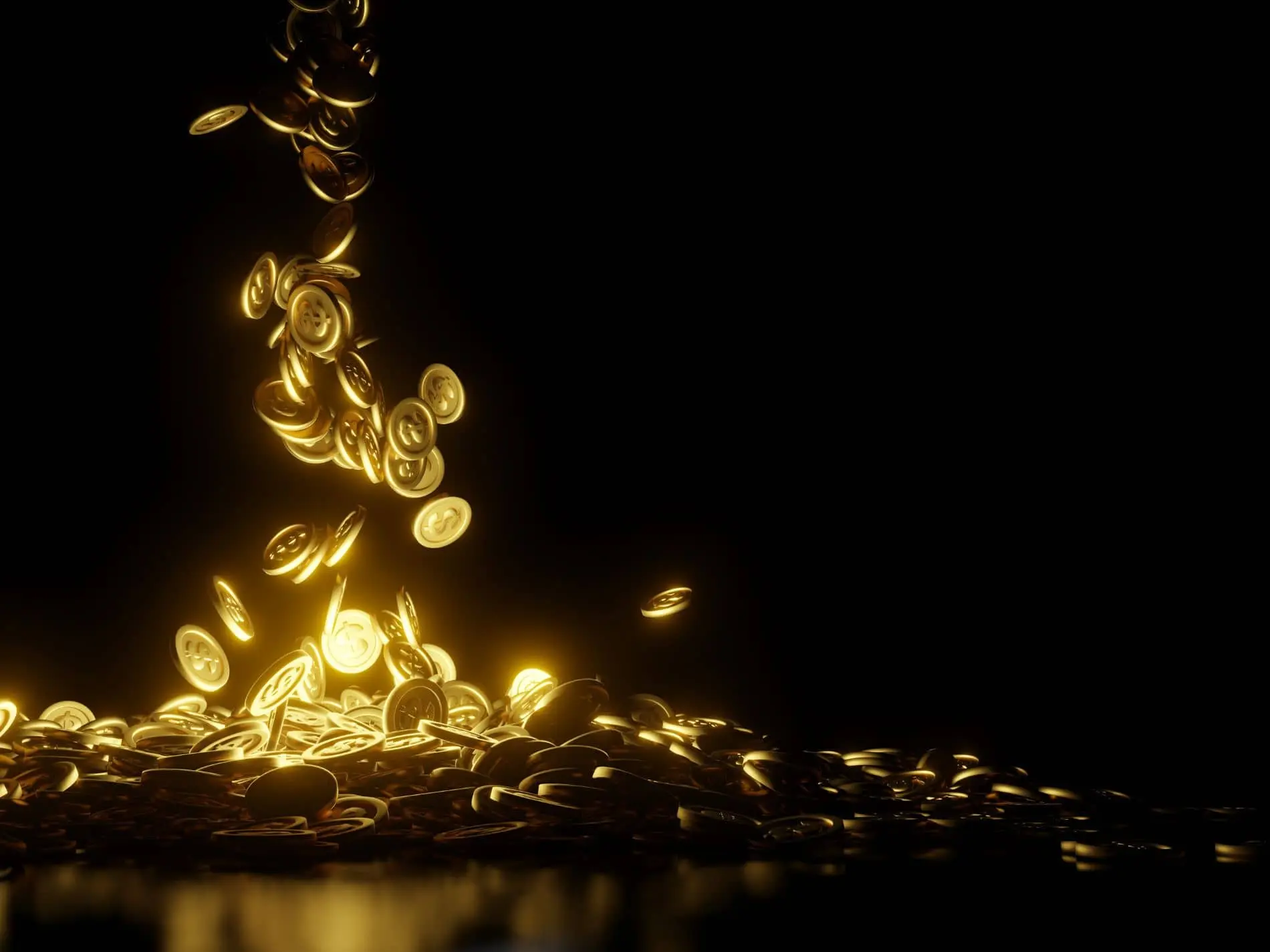 Gold coins on a black background
