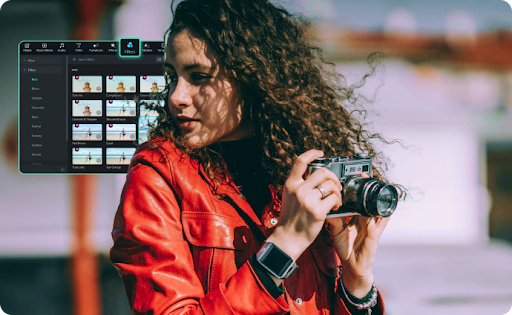 Woman holding a camera